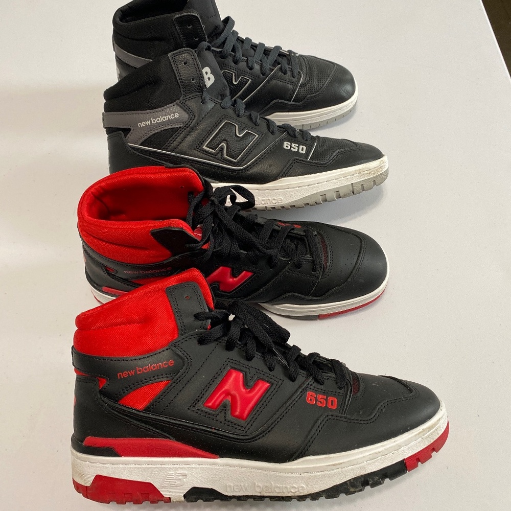New Balance 650 2 Pair Mens red black white gray shoes sneakers 9.5 angora